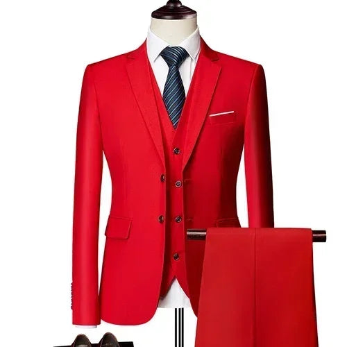 Suits For Men 3 Pieces Set Elegant Wedding  Fashion Classic Full Jackets Vest Pants Blazers Outfit 2025 Formal Costume