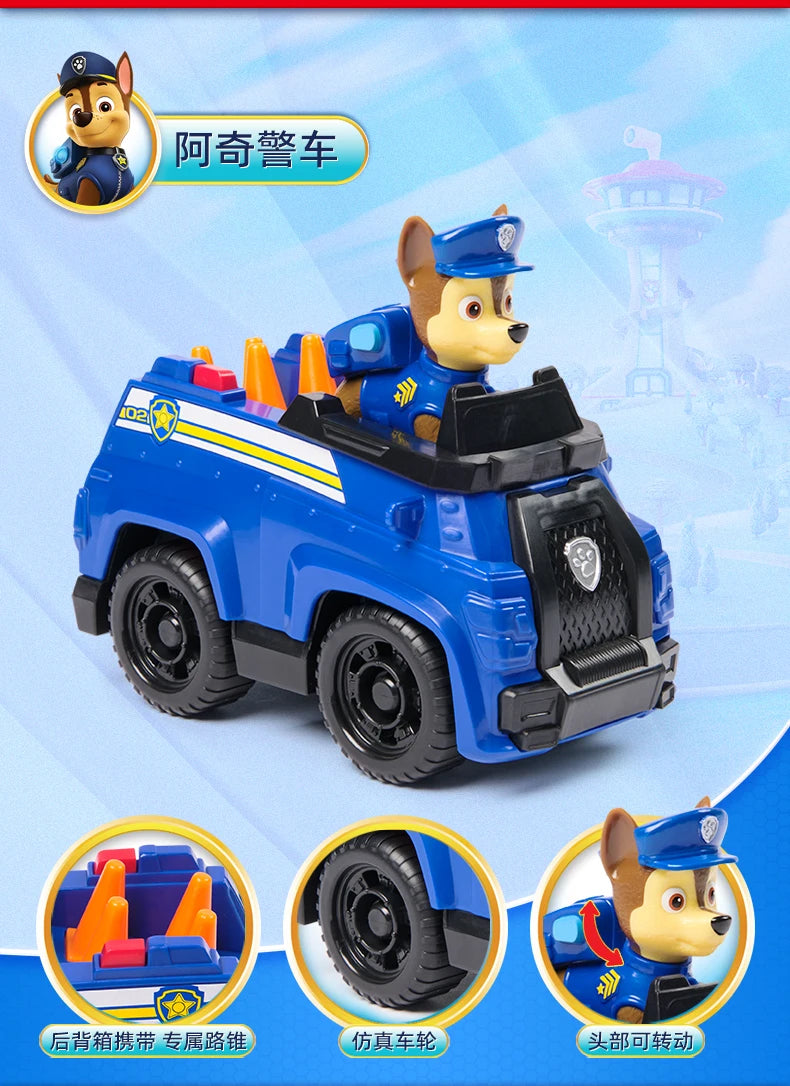 Nouveau véhicule original PAW PATROL voiture Ryder Tracker Everest Chase Rex Skye Rocky Marshall Zuma Figurine jouet cadeau d'anniversaire pour enfant