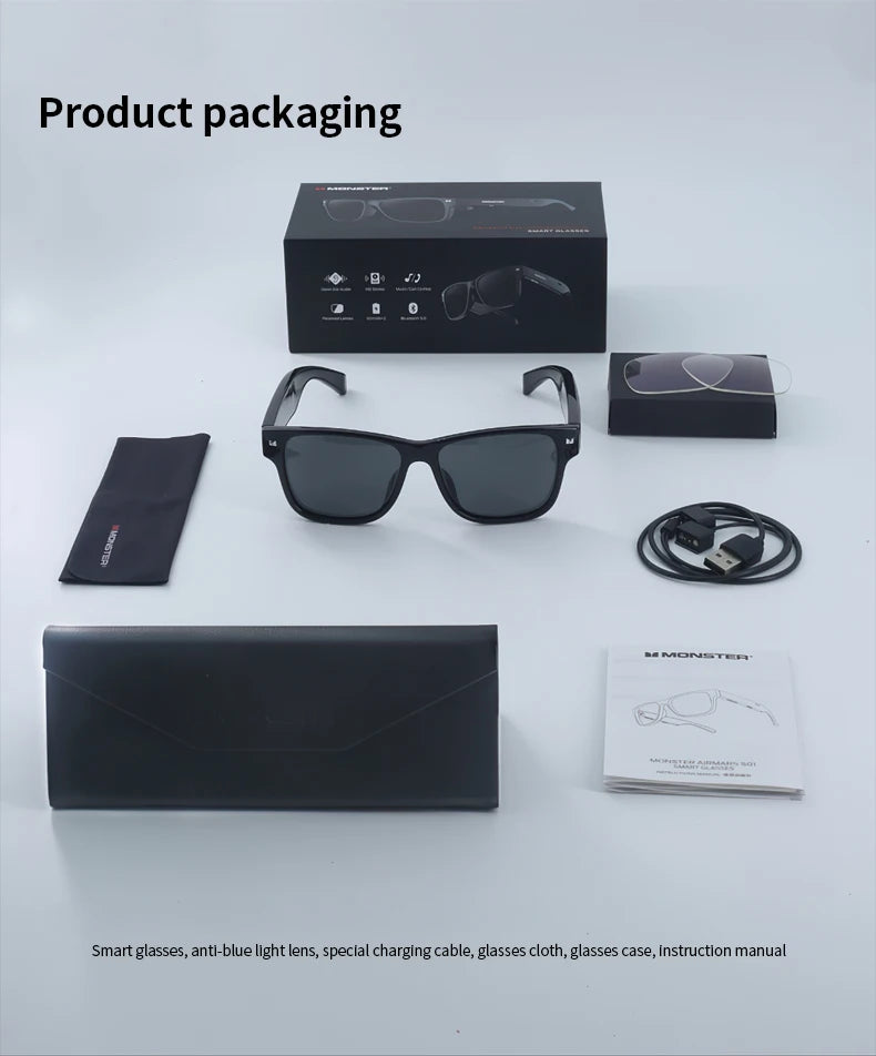 Monster Glasses Headset Wireless Bluetooth 5.0 Sunglasses Outdoor Sport earphone Calling Music Eyeglasses