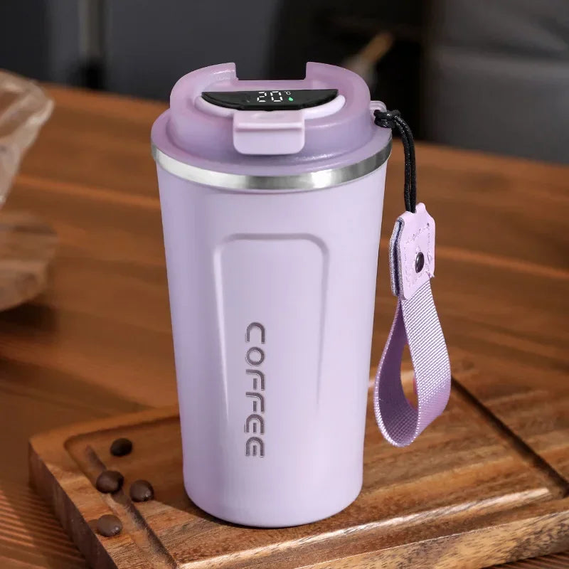 Tasse à café Thermos 380/510 ml en acier inoxydable avec affichage de la température, bouteille d'eau isolée, flasque sous vide.