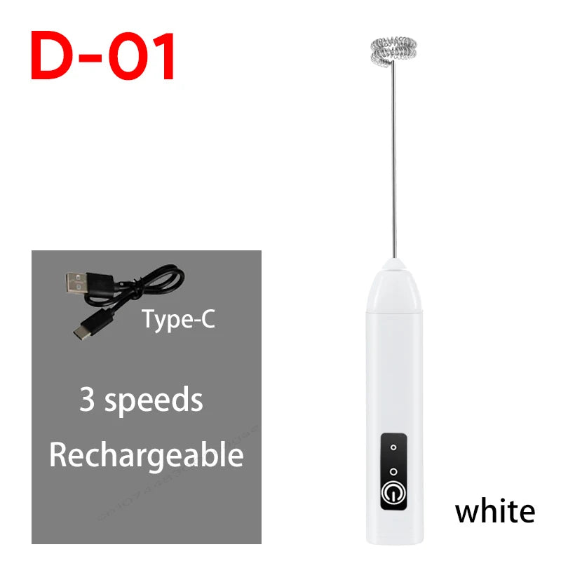CHAUD Mousseur à lait électrique + Fouet à œufs Recharge sans fil Type-C 3 vitesses Mini batteur à main Mousseur à café Outils de cuisine