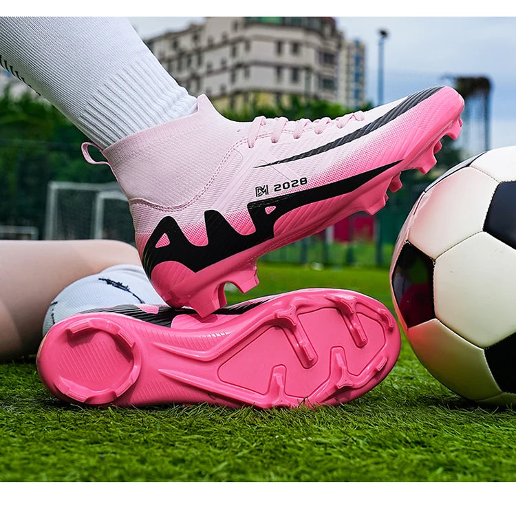 Chaussures de football roses tendance pour hommes, légères et professionnelles, chaussettes intégrées, chaussures de football pour hommes, antidérapantes, originales, baskets de football pour l'extérieur