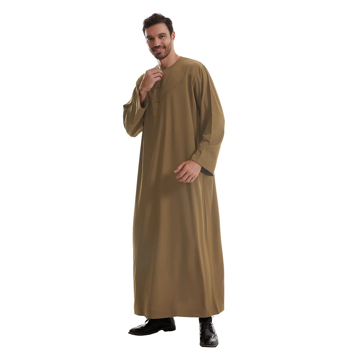 New 2024 Eid Muslim Islamic Middle East Abaya Dubai Malaysia Loose Gown Button Shirt Men Clothing Jalabiya Abayas Ramadan Caftan