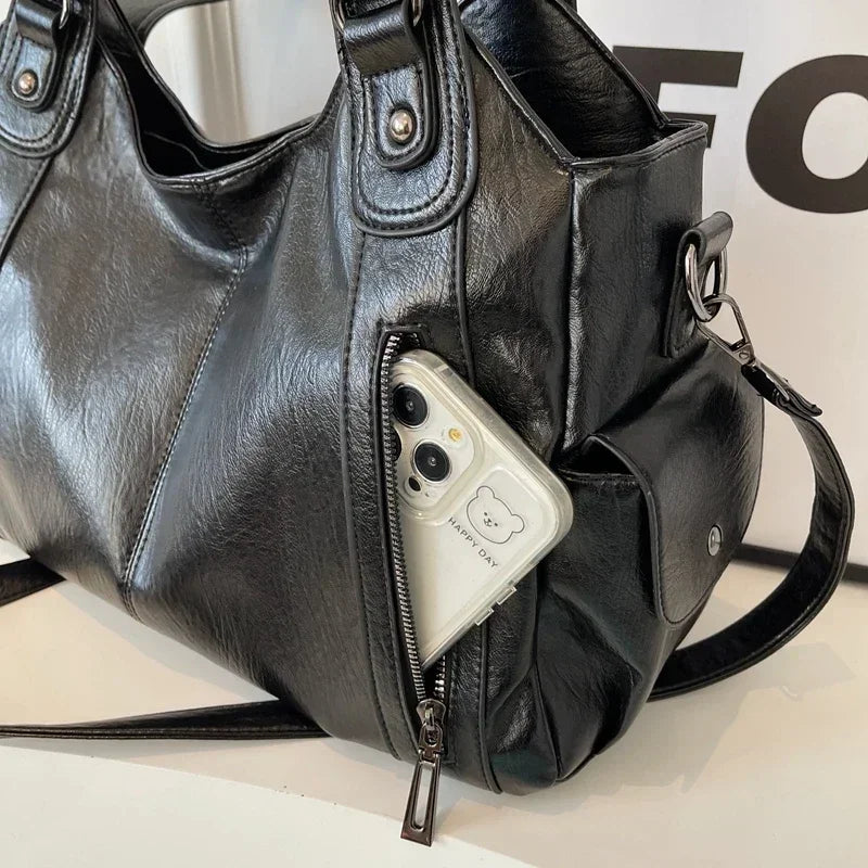 Heiß begehrte Umhängetasche mit weichem Innenfach 2024Hochwertige Damentasche in Kontrastfarben Mode Reißverschluss PU Damenhandtasche