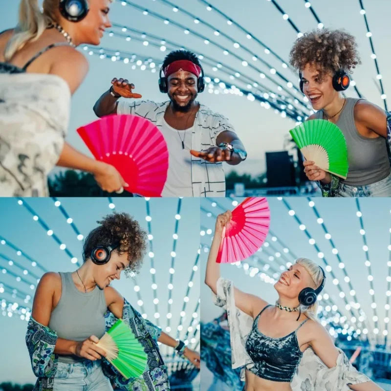 Large Rave Fan Folding Hand Fans for Line Dancing Big Clacking Clap Fans for Boots On The Ground Dance Party Decoration Festival