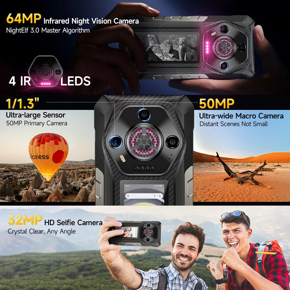 Ulefone Armor 30 Pro 5G Outdoor-Smartphone Android 14 6,95" 120Hz 32GB+512GB 12800mAh Nachtkamera 64MP NFC