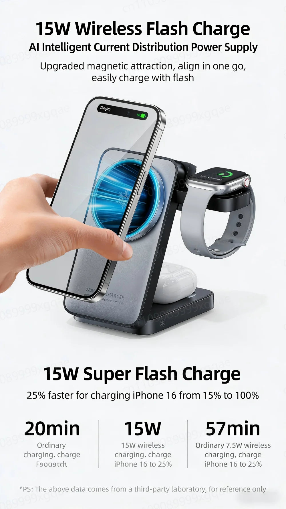 4 IN 1 Faltbares magnetisches kabelloses Ladegerät Qi Schnellladung für Magsafe iPhone 17 16 15 14 Watch Earbuds AirPods Pro iWatch