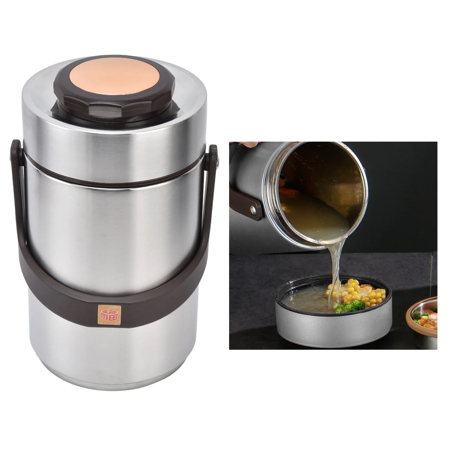 Récipients Isothermes pour Déjeuner 2300 ml, Pot Alimentaire Isotherme en Acier Inoxydable, Boîte à Bento Isotherme Portable pour le Travail et les Voyages