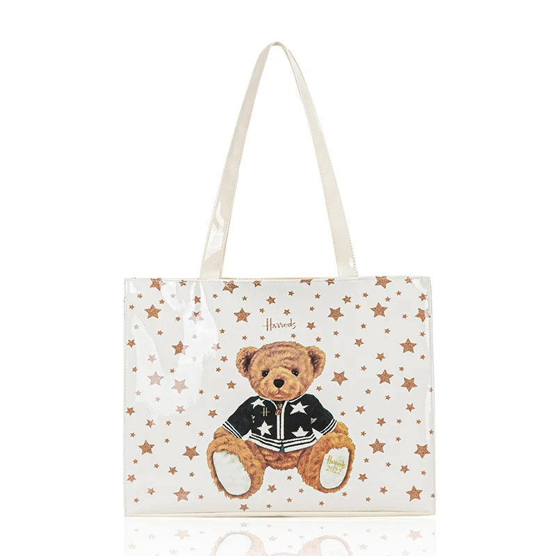 Horizontal Edition PVC Reusable Shopping Bag Eco-friendly London Lady Shopper Bag Large Capacity Waterproof Handbag Shoulder Bag
