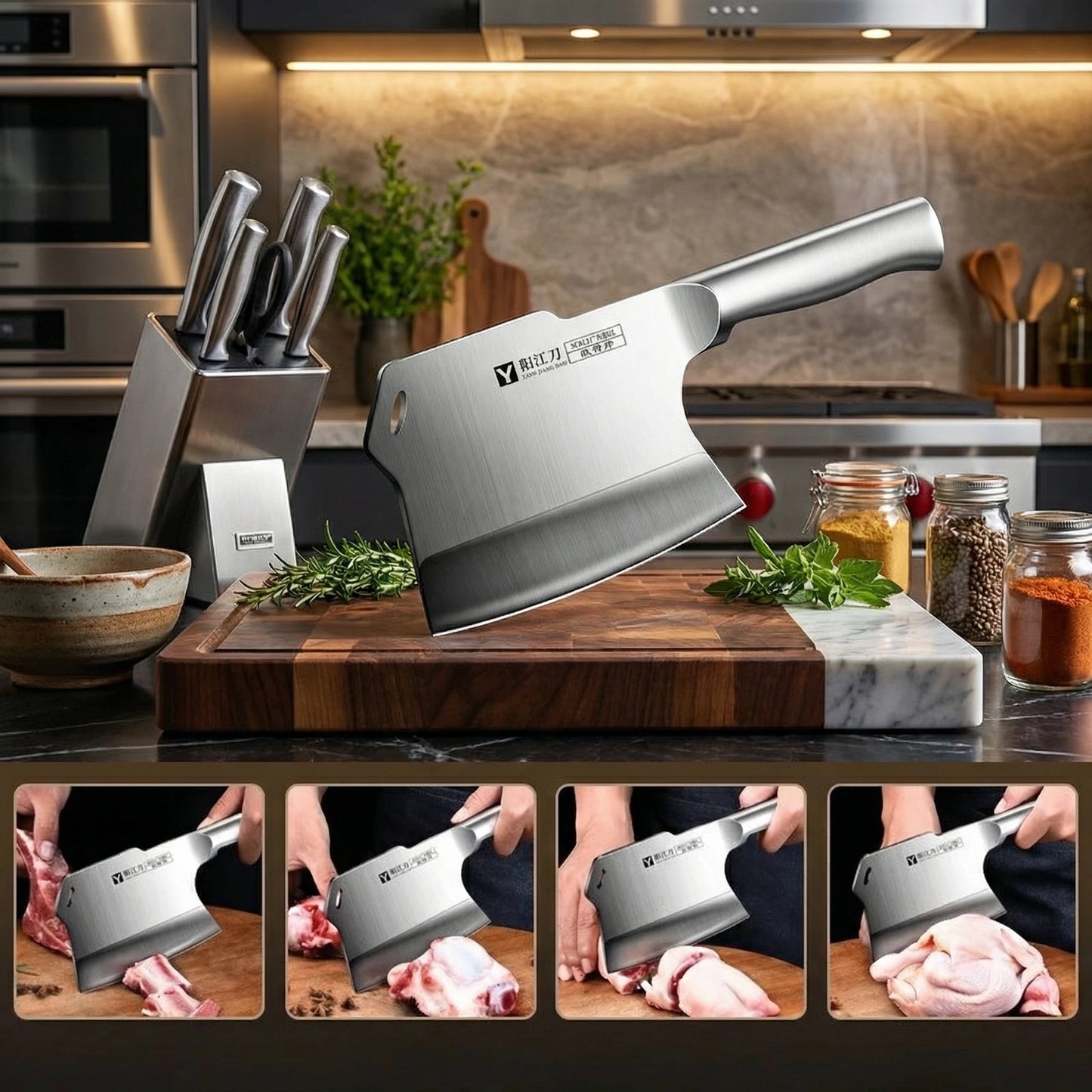Premium Kitchen knife High Grade Thickened Bone Cleaver Knife High Carbon Stainless Steel Butcher Axe New Type Kitchen Knife