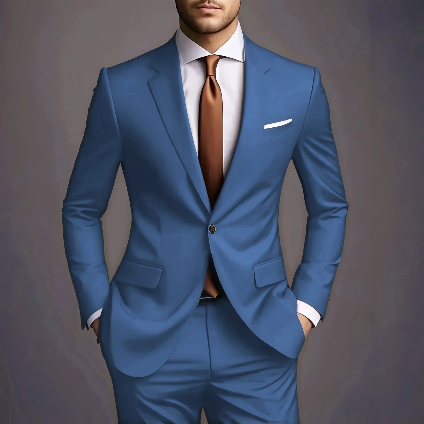 (Jacke + Hose) 2025 Neuer luxuriöser, eleganter Herrenanzug, 2-teiliges Set, modisch, koreanisch, lässig, Slim Fit, für Gesellschaft, Bräutigam, Hochzeit, Smoking