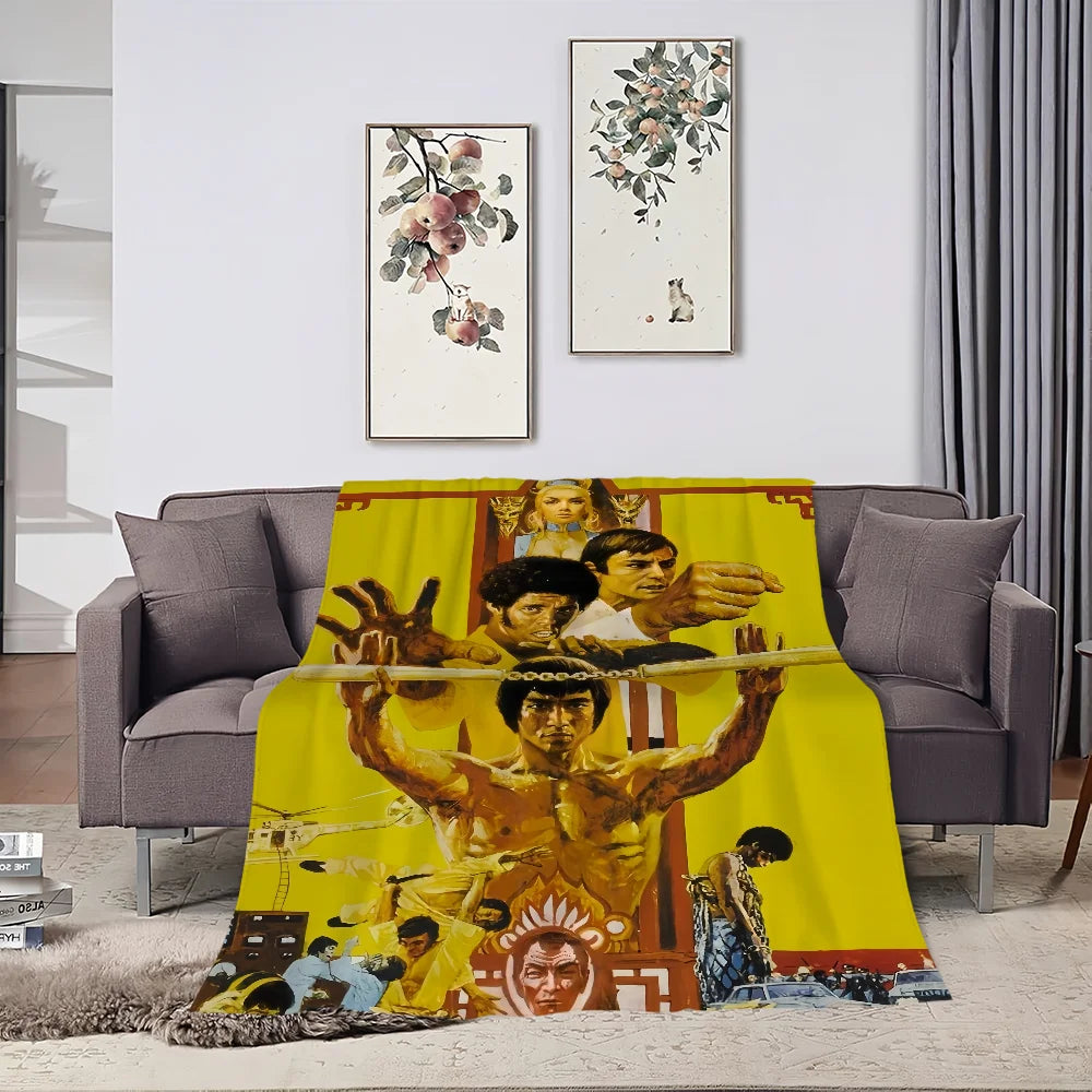 Couverture polaire Bruce Lee Kung Fu, tapis de sieste pour canapé, salon, bureau, chambre à coucher, cadeaux d'anniversaire pour enfants, voyage, maison