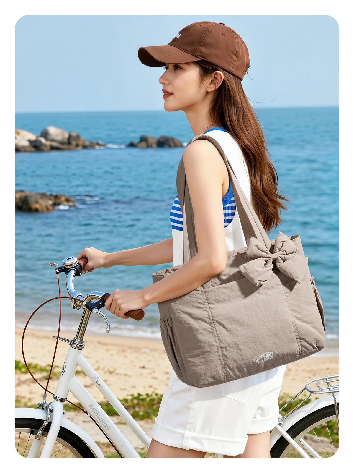 BAGSMART Sac fourre-tout trois tailles avec plusieurs poches, sac à main gonflé, sac à bandoulière décontracté, sac fourre-tout grande capacité
