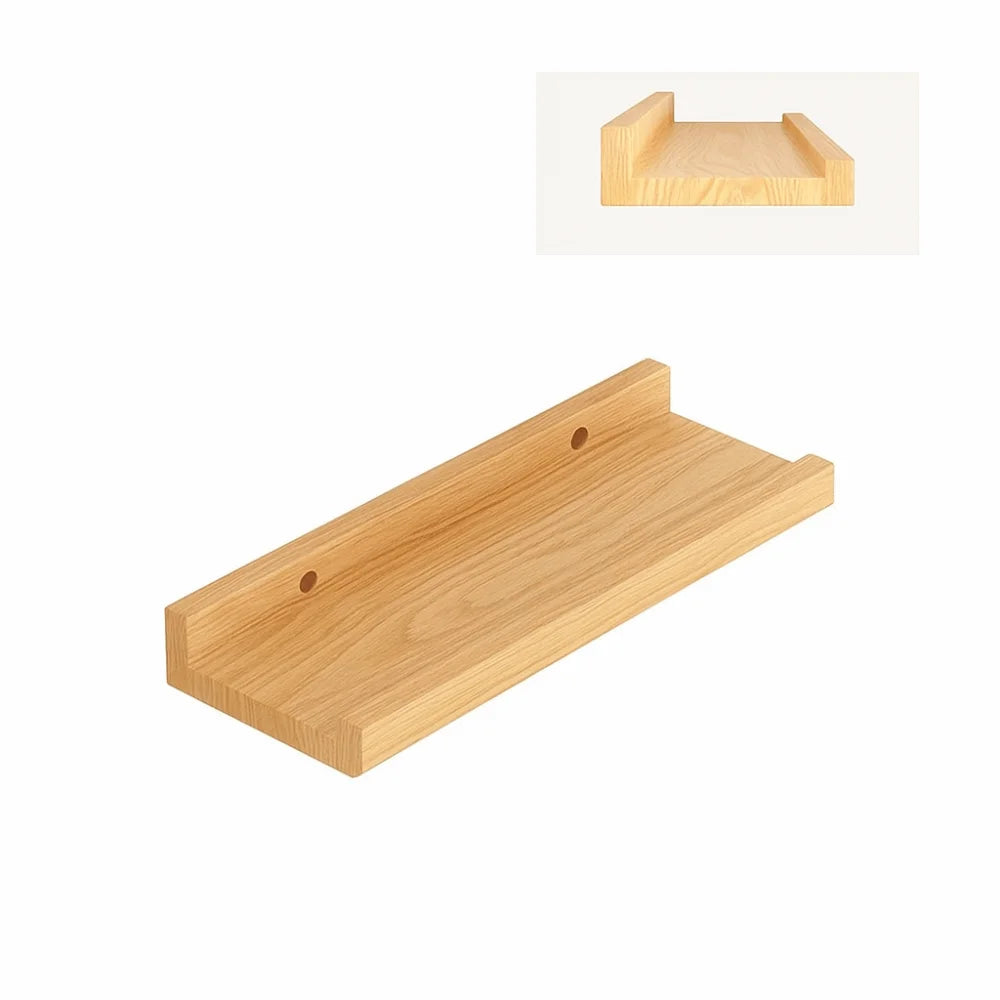 Space Saving Wooden Floating Shelf Minimalist Style Rustic Wall Mounted Storage Rack Decorative Bookshelf Organizer