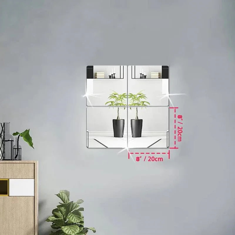 Stickers muraux 3D décoratifs auto-adhésifs en forme de miroir, 4 pièces, taille 20/30 cm, adaptés aux maisons, bureaux, chambres, etc.