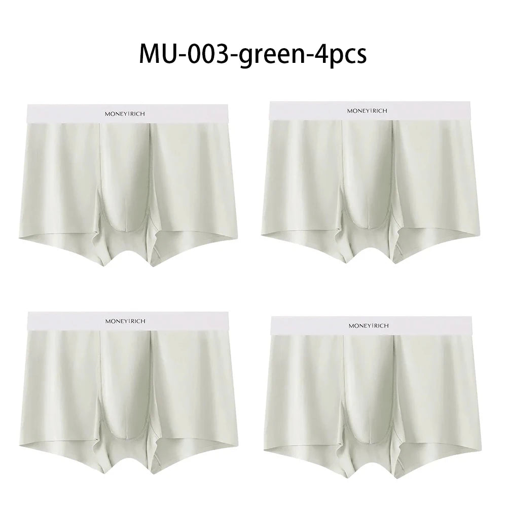 Herren 4er-Pack Feuchtigkeitsableitende, schnelltrocknende, nahtlose, antibakterielle Boxershorts mit hoher Elastizität, rutschfeste Sportunterwäsche