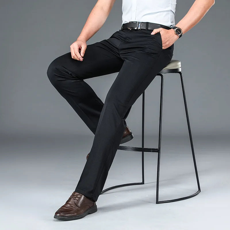 Herren große Größen klassische Anzughose hohe Elastizität knitterarm elegant leger gerades Bein Business Alltagshose