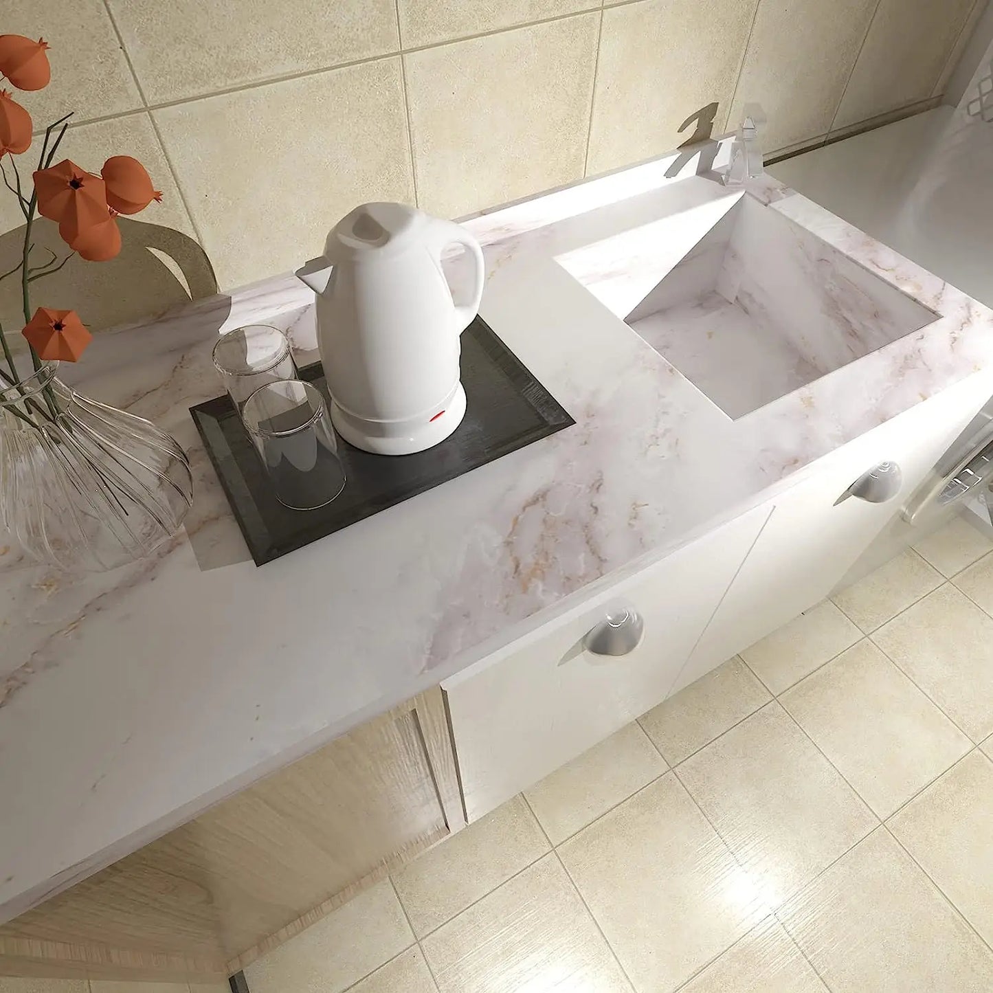 Dicke matte Marmor-Selbstklebefolie Granit Tapete Vinylfolie Rolle Wandaufkleber wasserdicht für Küche Dekorative Heimdekoration