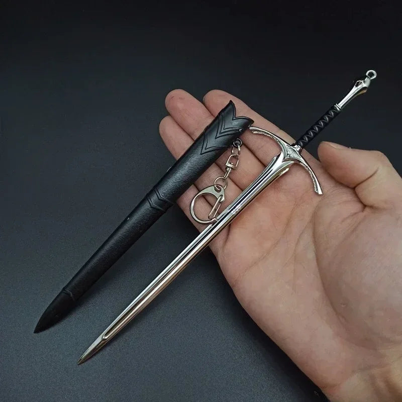 Épée de samouraï Katana en métal de 18-22 cm, arme médiévale Glamdring Aragorn Narthil, seigneur des anneaux, porte-clés, ornements, cadeaux, jouet