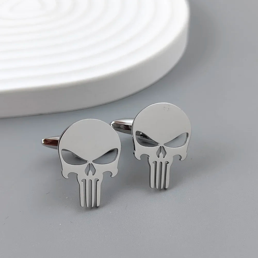 Manschettenknöpfe aus Edelstahl mit Totenkopf Vintage Personalisiertes Design Schmuck Skelett Manschettenknöpfe Party Hemd Ärmelknöpfe