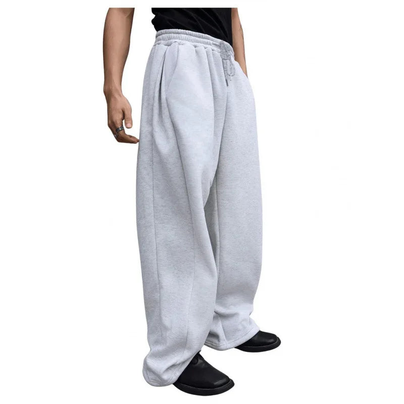 Herren Einfarbige Freizeithose 2025 Kordelzug in der Taille Gerades weites Bein Lockere Passform mit Taschen Vielseitige Sporthose