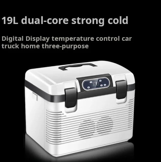 Car Refrigerator 19L Capacity 12V New Energy Vehicle Outdoor Compressor Refrigeration Small Ice Maker Freezer