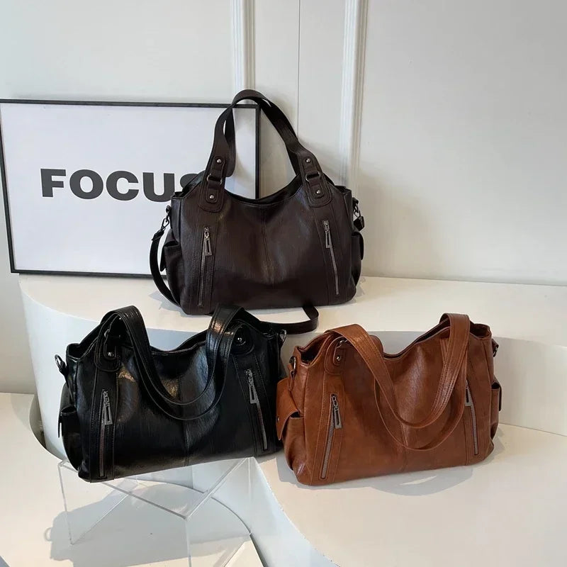 Heiß begehrte Umhängetasche mit weichem Innenfach 2024Hochwertige Damentasche in Kontrastfarben Mode Reißverschluss PU Damenhandtasche