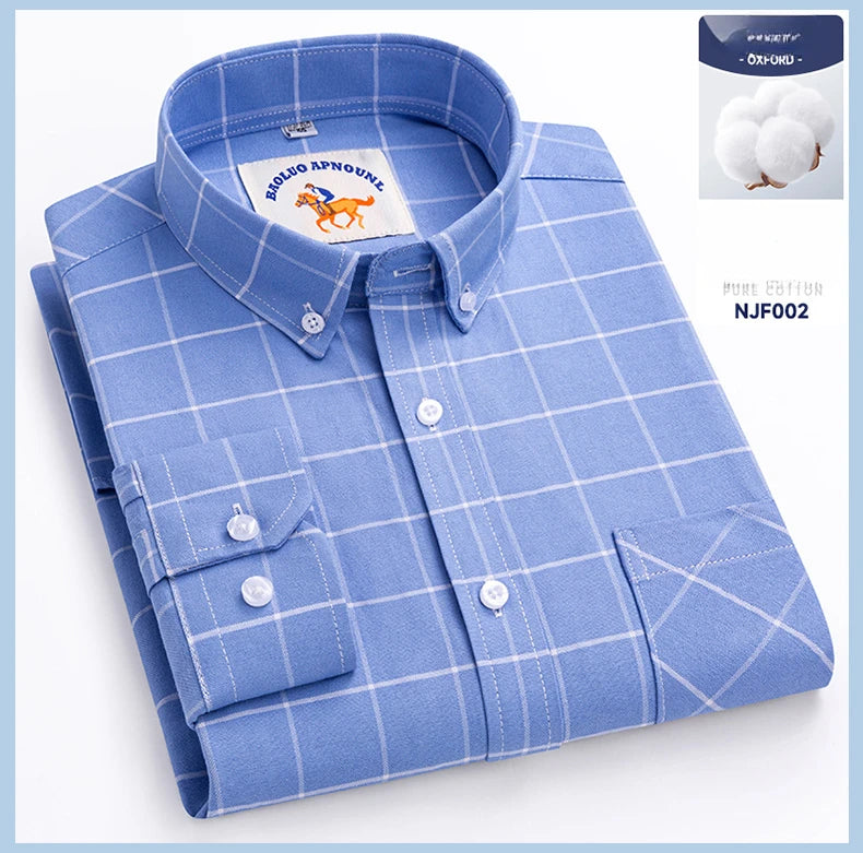 Chemises Oxford à manches longues en 100 % coton pour homme, grandes tailles 8XL, coupe ajustée, unies ou rayées, pour le bureau, couleur blanche, tenues professionnelles