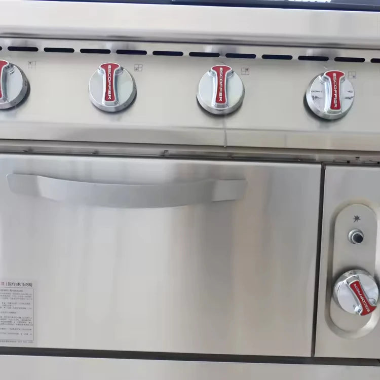 Cuisinière à gaz commerciale avec four, 4/6/8 brûleurs, en acier inoxydable pour restaurant et hôtel