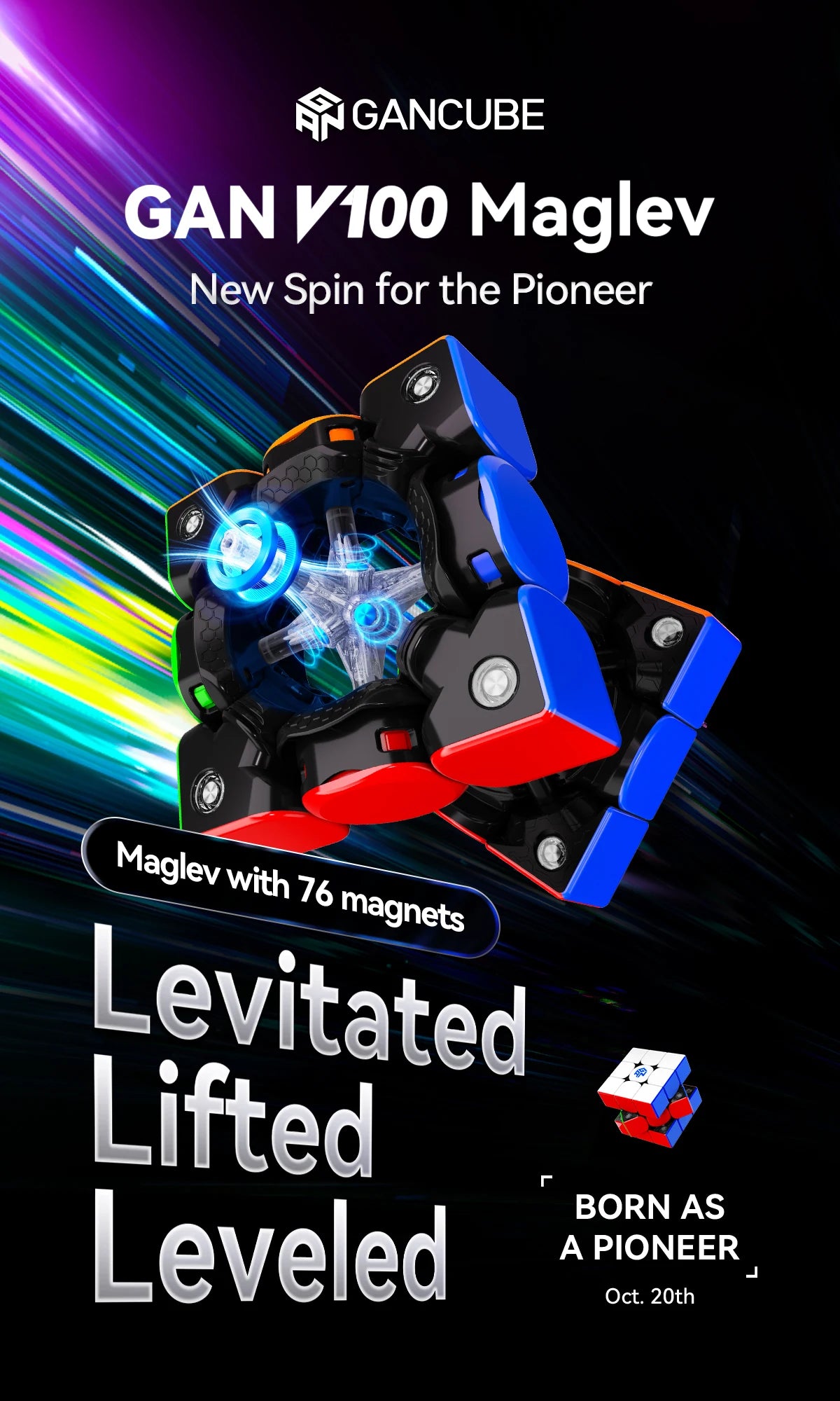 [JudyCube] GAN V100 Maglev UV 3X3 Magnetic Magic Cube Fidget Toys GAN V100 leap Year of the Horse Limited Edition Cubo Magico