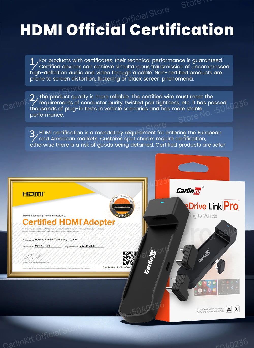 Adaptateur sans fil 3-en-1 CarlinKit FireDrive Link Pro Wireless Android Auto CarPlay HDMI Pour Fire TV Stick Lite/Max/HD Lire des vidéos