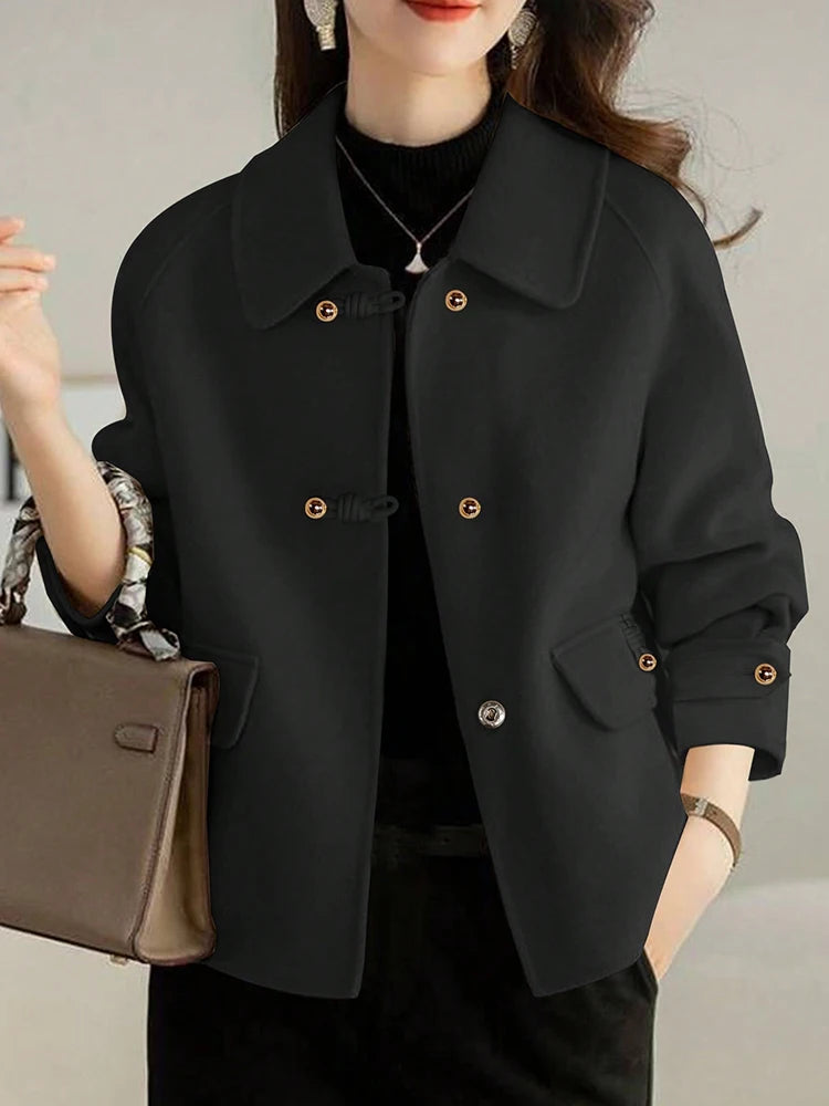 Manteaux courts élégants et unis pour femme, vêtements chauds d'automne et d'hiver, tenues de bureau formelles pour femme, nouveautés en matière de vêtements d'extérieur