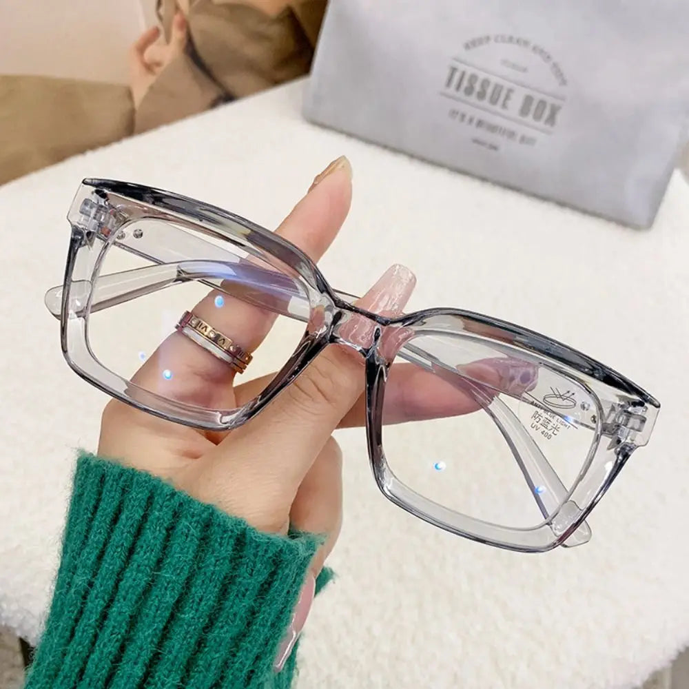 Neue oversized quadratische Brille, Anti-Blaulicht-Brille, große Rahmen, Myopie-Brille, Brille mit flachem Licht, transparente Brille