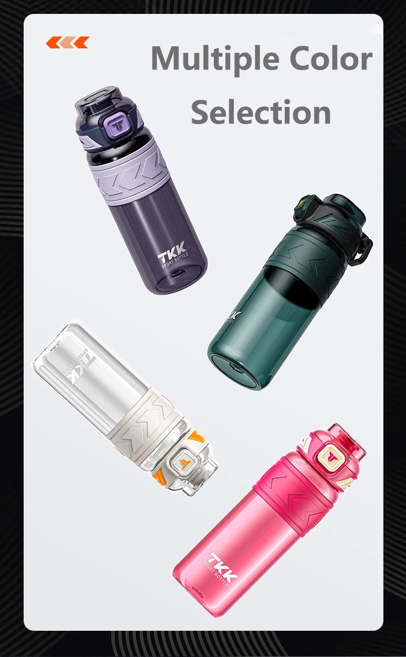 TKK 600/800/1000ml Sport-Trinkflasche Tritan BPA-frei Strohhalm Tragbar Auslaufsicher Kunststoff Trinkgeschirr Outdoor Fitness Kanne