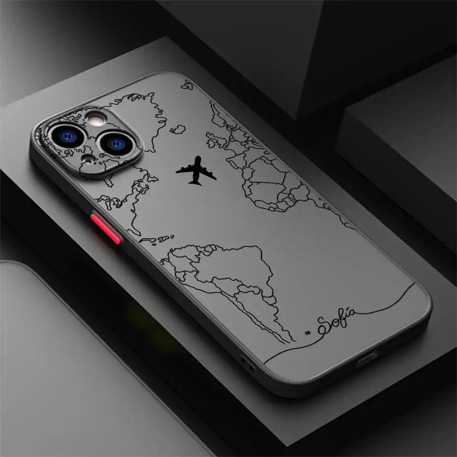 Linie Flugzeug Topographische Rücken Handyhülle für iPhone 14 XS 7 8 15 Plus 13 Mini 16 Pro Max 12 17 Air 16e 11