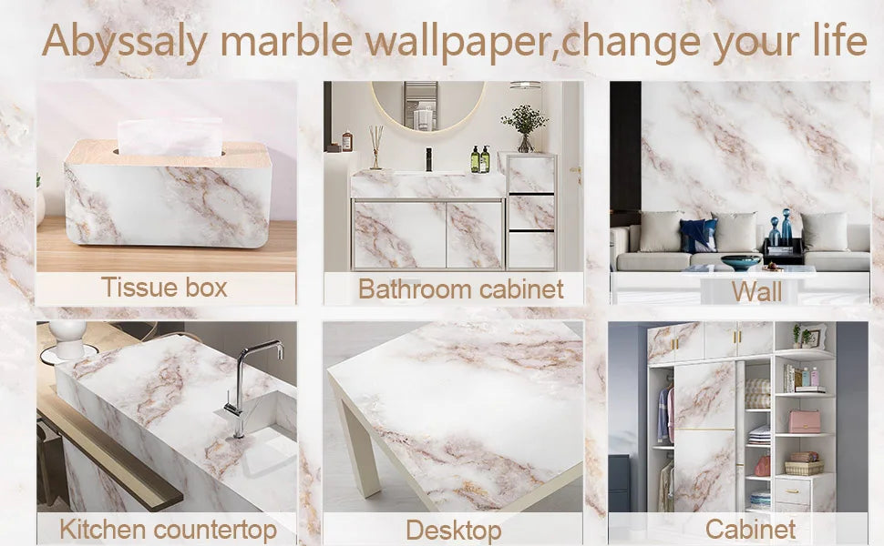 Thick Matte Marble Self-Adhesive Granite Wallpaper Vinyl Film Roll Wall Stickers Waterproof For Kitchen Decorative Home Decor