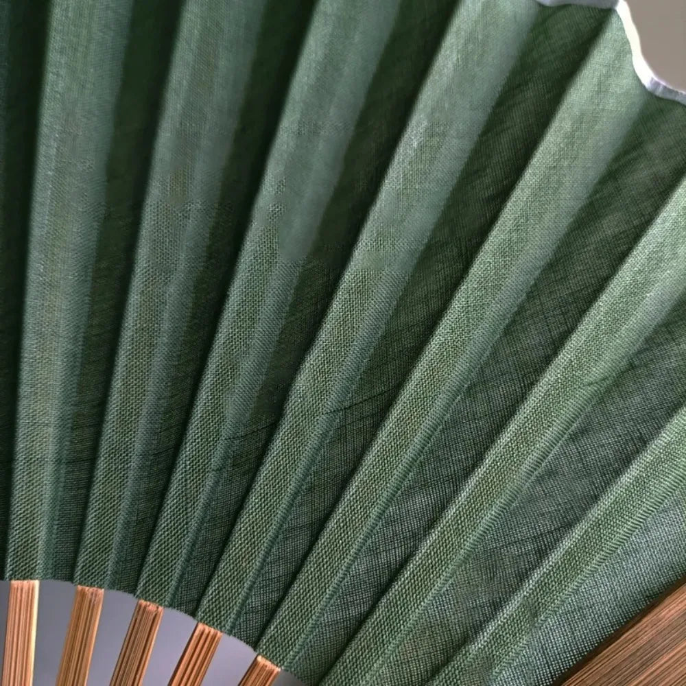 Mini ventilateur créatif rétro en coquillage, éventail pliable en tissu coton lin chinois, éventail portable de style chinois doux, cadeau éventail