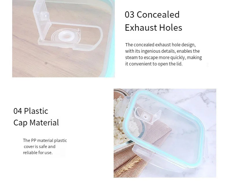 Boîte alimentaire en verre, préparation de repas, boîte à lunch hermétique, compatible micro-ondes, four, congélateur et lave-vaisselle