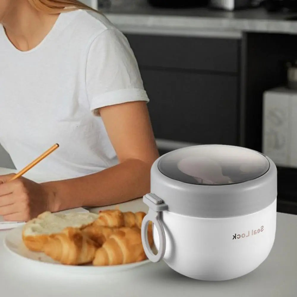600ml Lebensmittel-Thermobehälter Isolierter Suppenbecher Thermoskanne Edelstahl Brotdose Thermo Warmhalte-Vakuumbecher mit Löffel