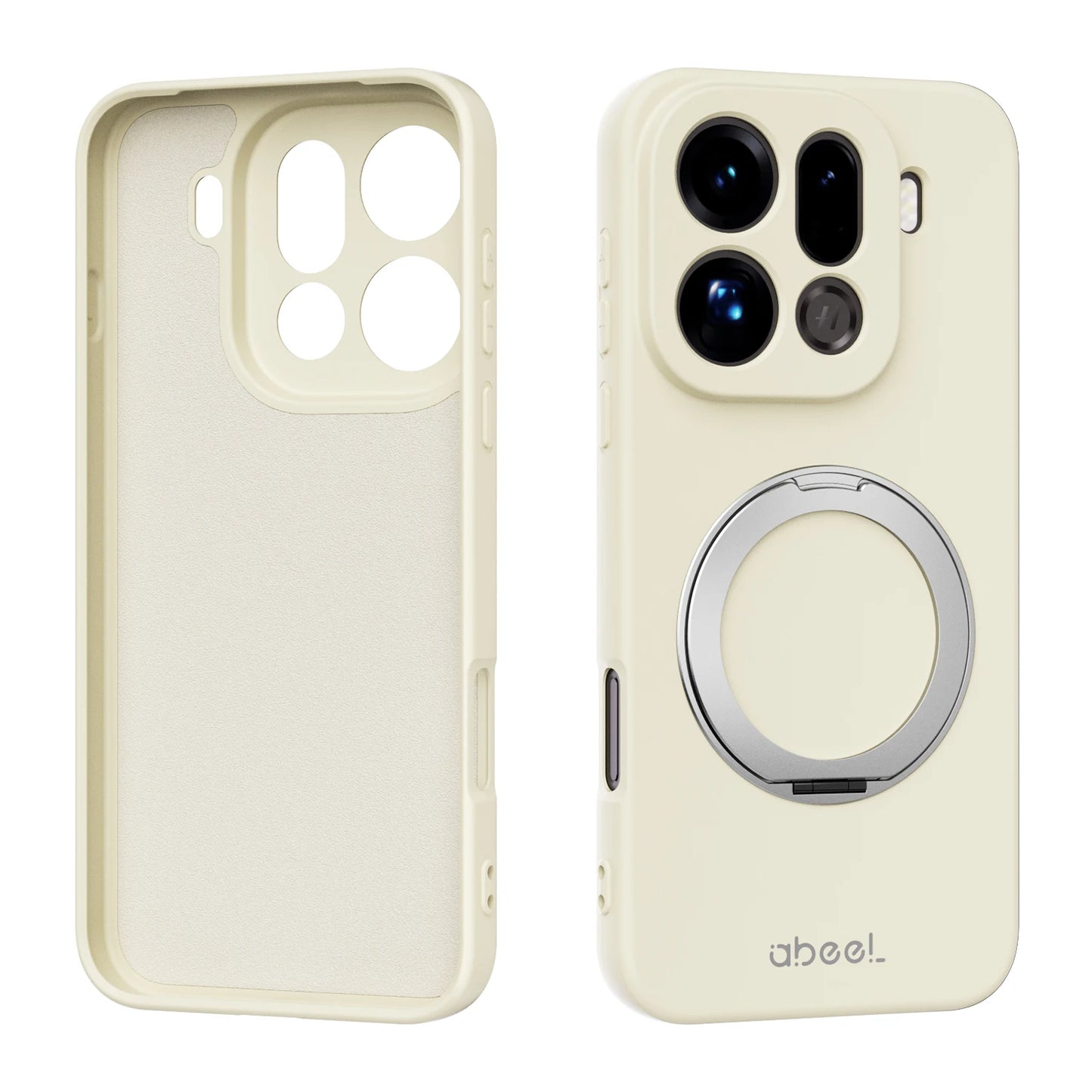 Pour étui OPPO Find X9 Pro en silicone liquide doux au toucher avec support magnétique pour anneau et doublure en fourrure, coque de téléphone portable souple