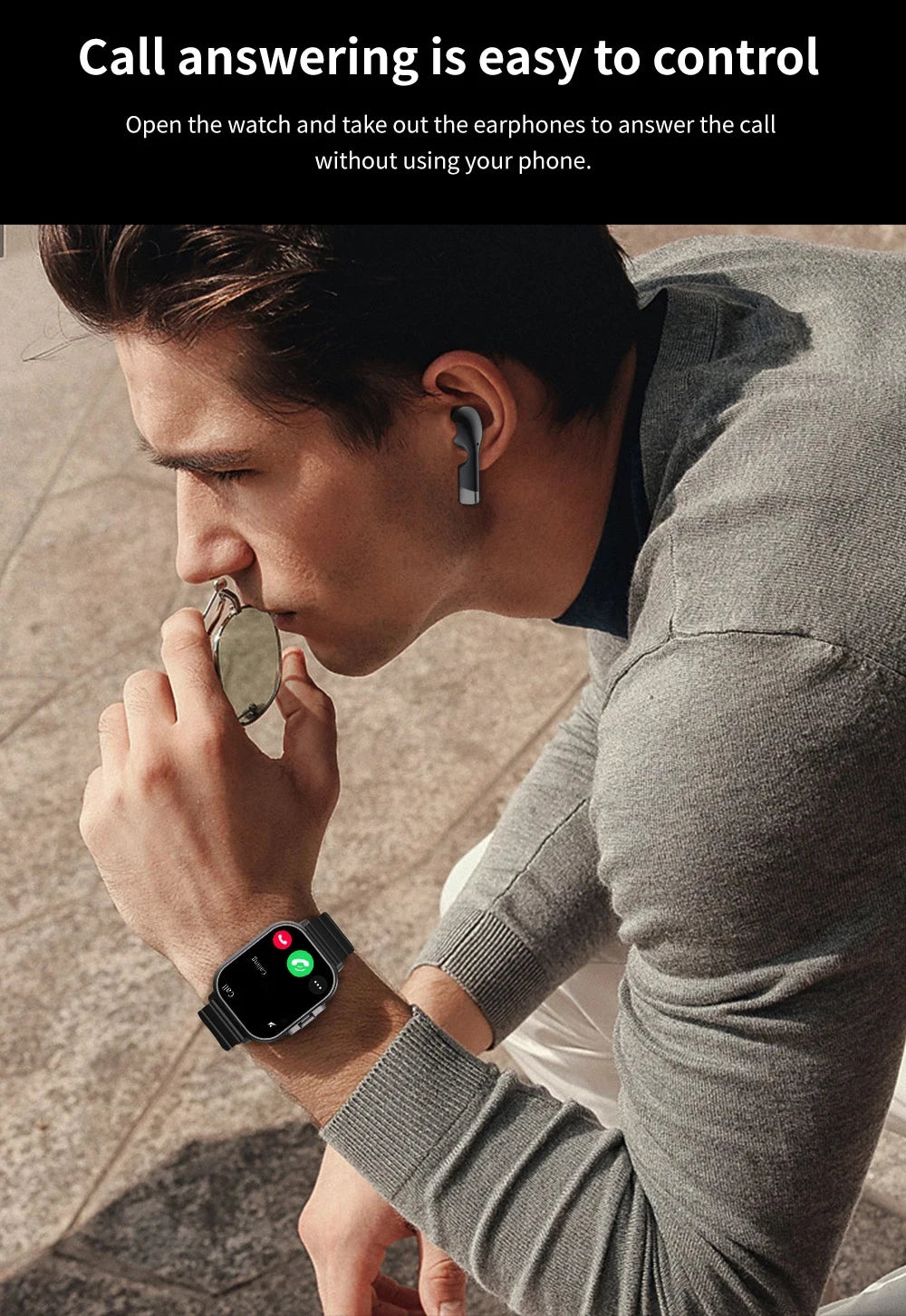 TWS Earphone Smartwatch 2.01" Headset 2-in-1 Smartwatch BT-Anruf Bluetooth Kopfhörer Uhren Herzfrequenz Sport Fitness Armband
