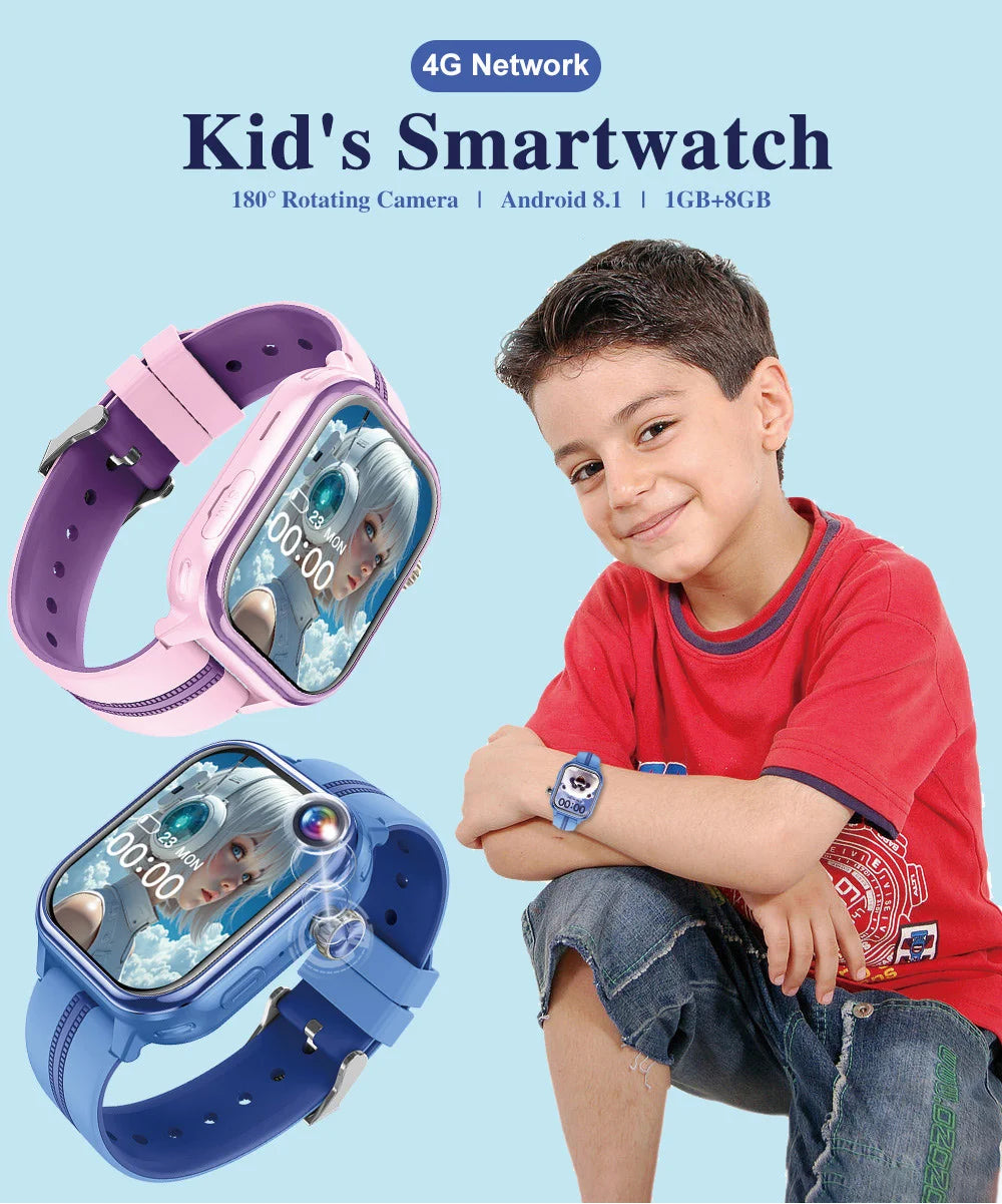 Wonlex KT39 4G Kinder-GPS-Smartwatch mit rotierender Kamera GPS-Echtzeit-Standort-Tracker 1+16GB Videoanruf Kinder-Smartwatch