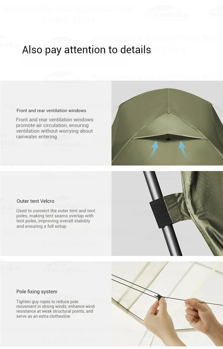 Naturehike Mongar UL BASE PRO 123 People Tent Trekking Backpacking Shelter Tent 20D Nylon Waterproof Ultralight Outdoor Camping
