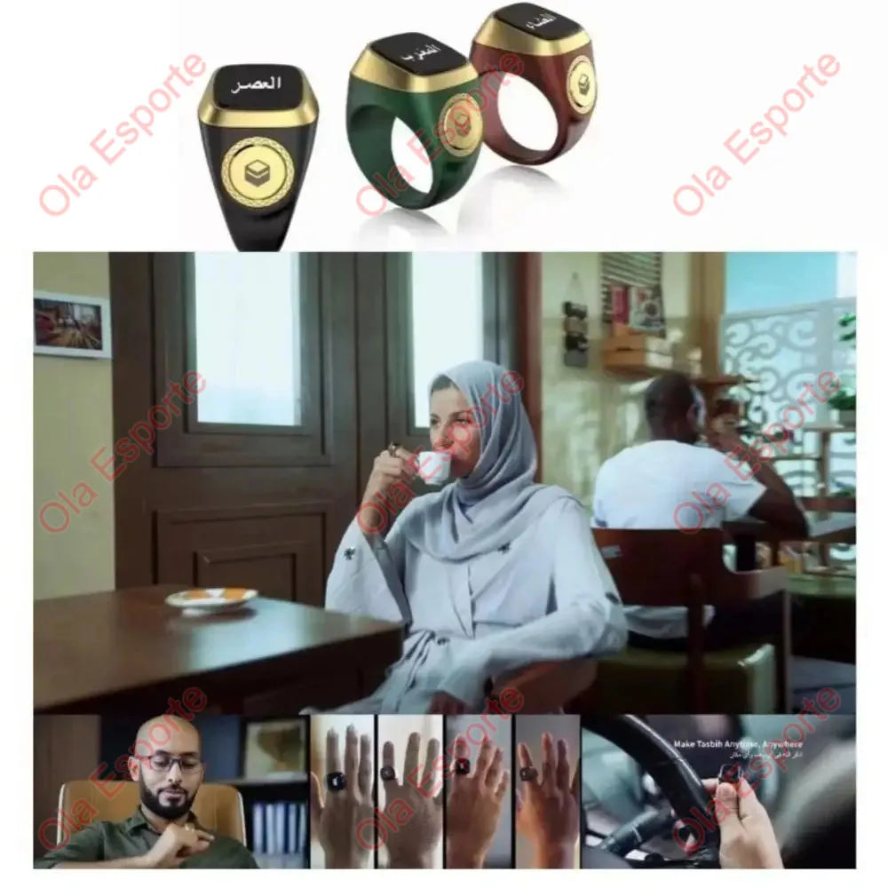 Bague Smart Zikr Qibla 2026, éloge, tasbih, compteur numérique électronique pour musulmans, rappel de vibration à 5 heures de prière, étanche