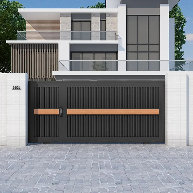 EXW Porte coulissante de villa en alliage d'aluminium moderne et simple, jardin extérieur, traduction artistique électrique, entrée de garage sécurisée.