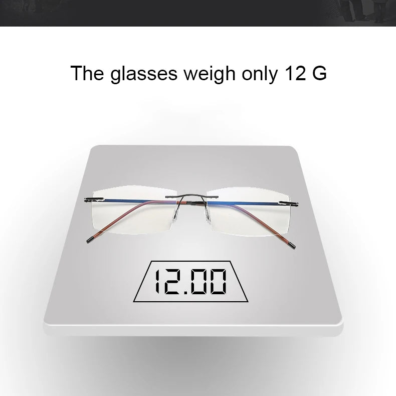 Lunettes de lecture anti-lumière bleue pour femmes, monture sans bords à découpe diamantée, pour hommes, anti-fatigue, hypermétropie, presbytie +1,5