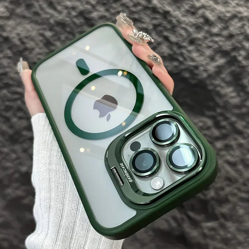 Luxuriöser Metallringhalter Hochtransparente stoßfeste Handyhülle für iPhone 16 15 14 13 12 11 ProMax Objektivschutzfolie