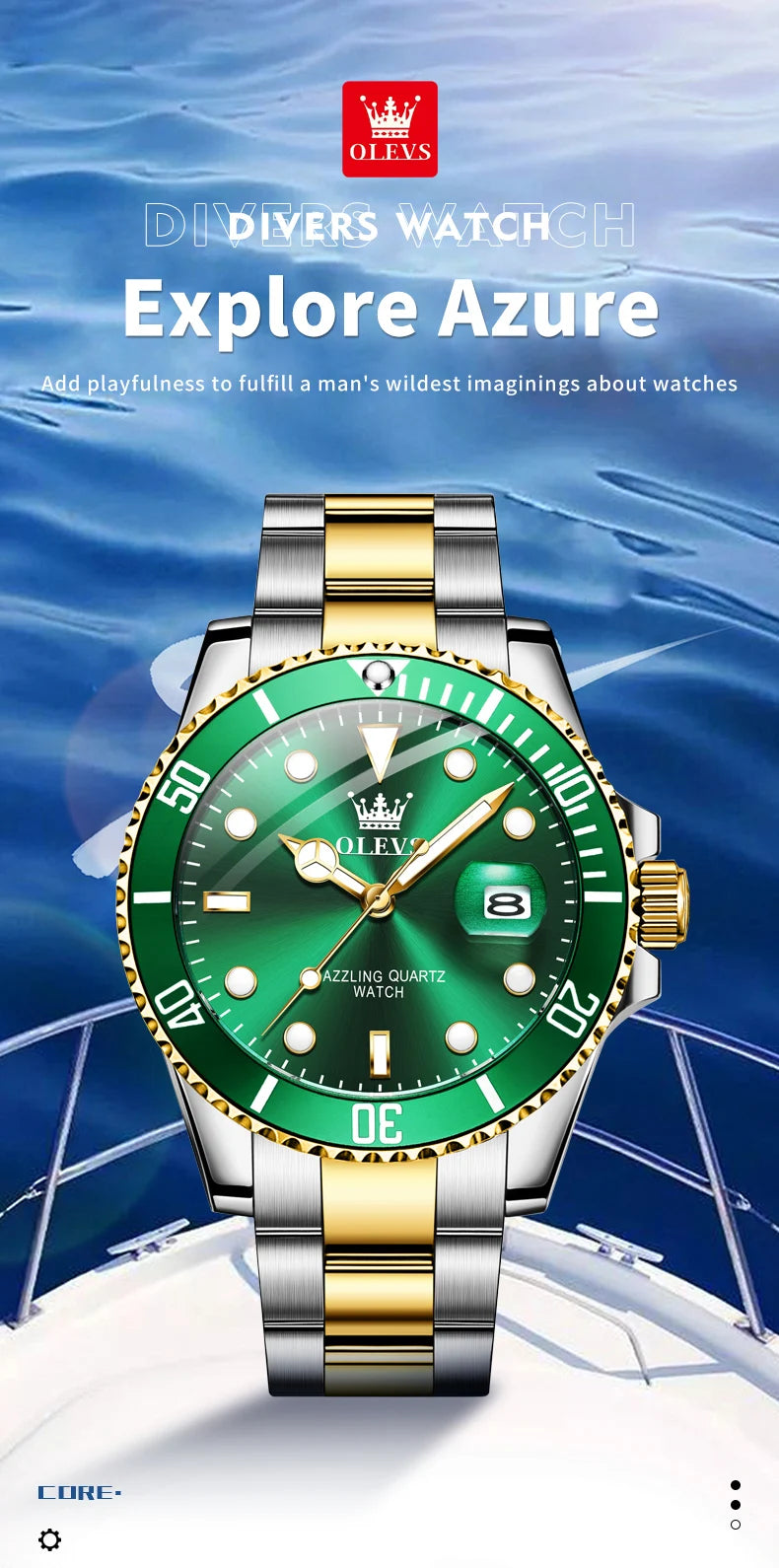 OLEVS 5885 Montre homme Marque originale Étanche Montre à quartz Bracelet en acier inoxydable Date automatique Montres cadeaux pour homme