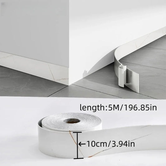 1pc 10cm X 5m PVC Self-Adhesive Marble Baseboard Sticker - Waterproof Skirting Board Protector for Corner Window Sill Home