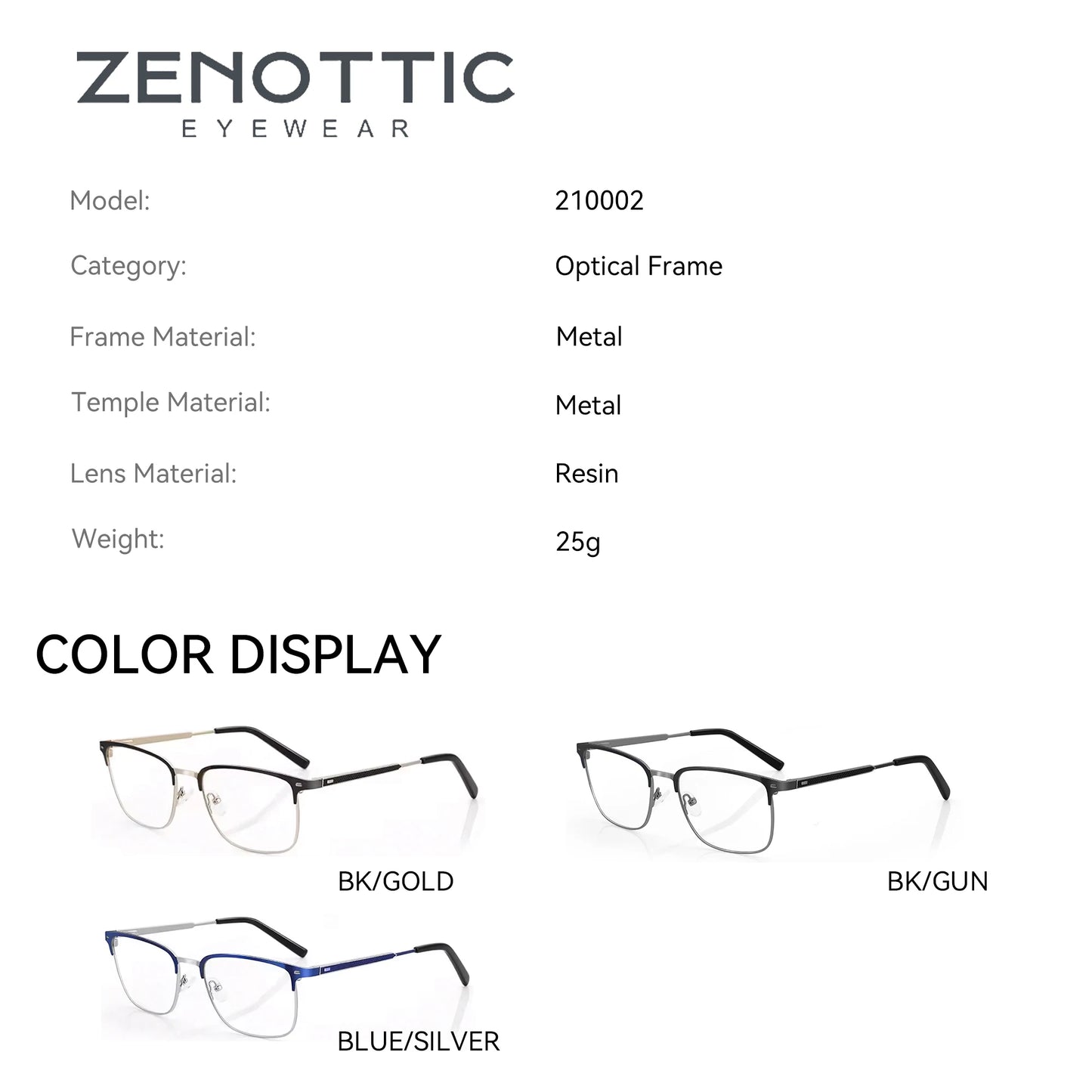 ZENOTTIC Lunettes de vue carrées pour hommes Tendance Myopie Lunettes de vue progressives pour femmes Anti-lumière bleue/Lunettes optiques photochromiques
